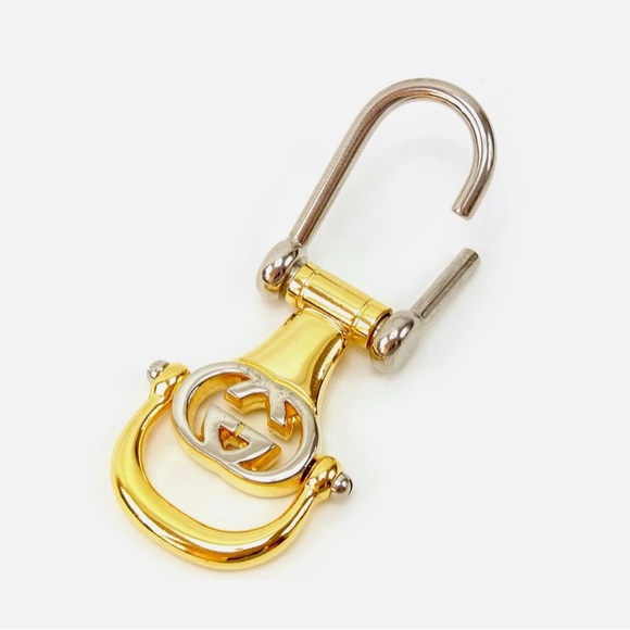 NIB Rare & Vintage Authentic Gucci Two Tone Horsebit Style Key Holder/Keychain - Picture 1 of 10